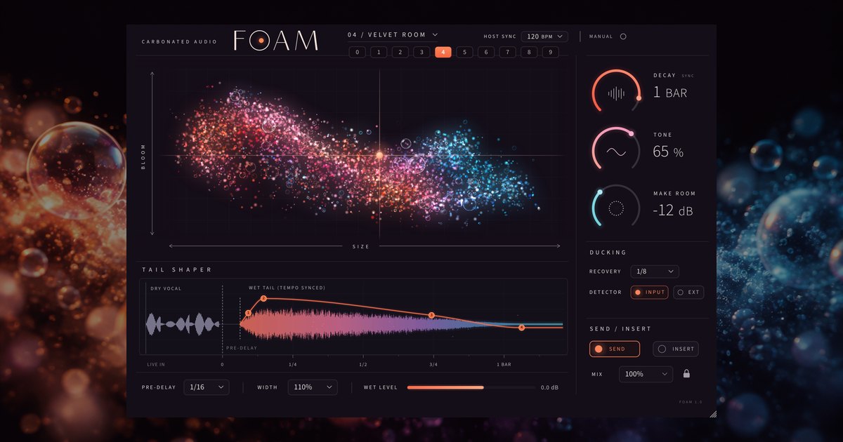 Carbonated Audio、Foam v1.2.1 で Windows 版 VST3 に対応 無料デモも公開